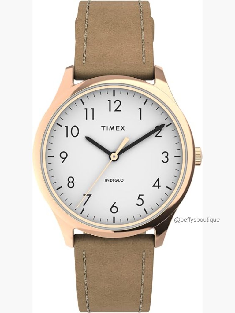 Easy Reader Analog Watch Leather Strap Indiglo Backlight 25mm Round